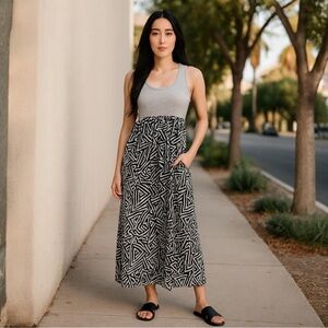 Vans Gray & Black Racerback Tank Dress - Size Large